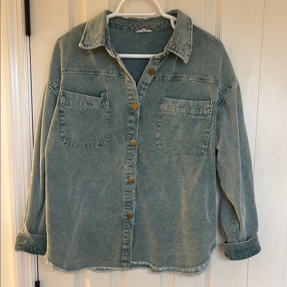 Corduroy Button-Up Shirt Jacket